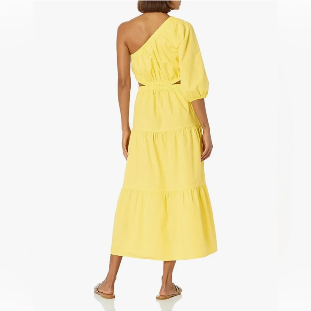 The Drop Women's April One Shoulder Cut-Out Tiered Midi Dress